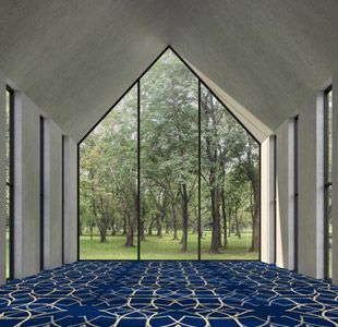 Тъмно синьо нарязан традиционен молитвен килим