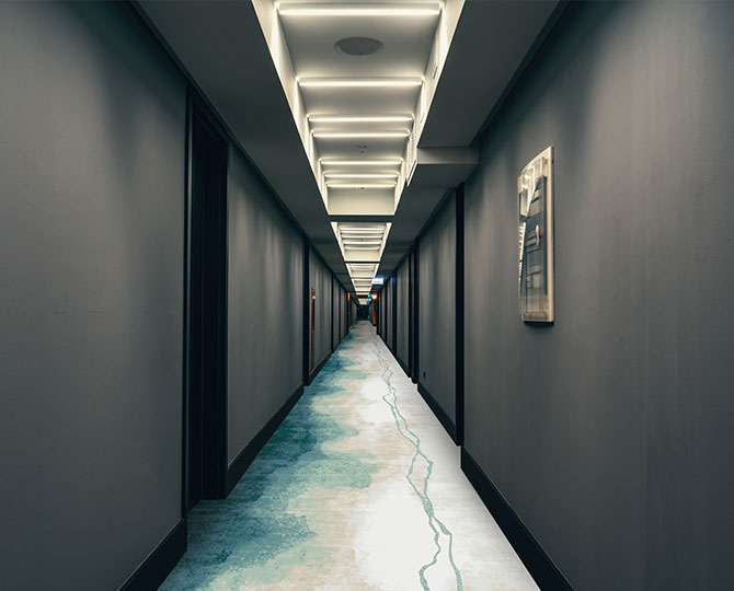 Green Cut Contemporary Hotel Carpet