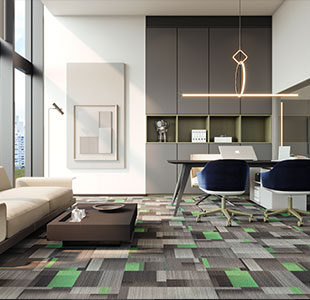 Elantra Square Green Loop Modern Office Carpet Tiles